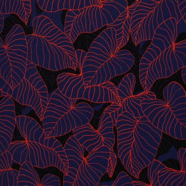 Viskose-Webware - Tropical Forest by Thorsten Berger - Orange/Blau/Schwarz