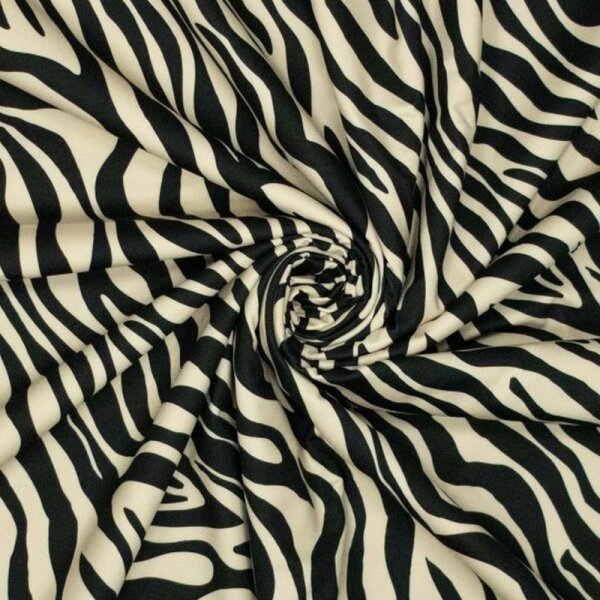 Rest = 1,30 m*  Bi-elastischer Sport Jersey - Matt - Zebra - schwarz auf beige