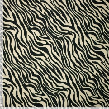 Rest = 1,30 m*  Bi-elastischer Sport Jersey - Matt - Zebra - schwarz auf beige