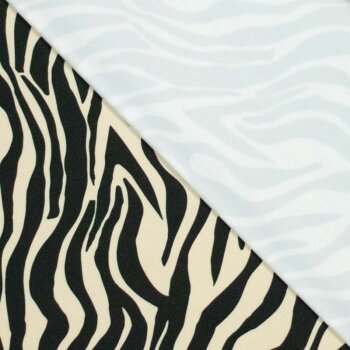 Rest = 1,30 m*  Bi-elastischer Sport Jersey - Matt - Zebra - schwarz auf beige