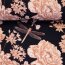 French Terry - Sommersweat- mit Modal - Flowers - Antike Rose/Beige auf Navy