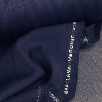 Rest = 1,30 m* Premium Hosen-/Rockstoff - hoher Wollanteil mit Seidenglanz - navy *Made in Italy*