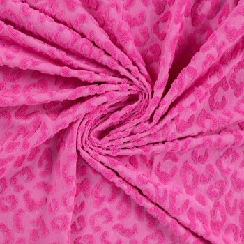 Baumwoll Frottee Jacquard mit Leomuster - fuchsia