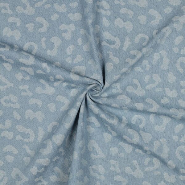 Rest = 0,50 m*  Jeans Jacquard mit Animalprint - hellblau