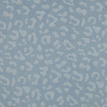 Rest = 0,50 m*  Jeans Jacquard mit Animalprint - hellblau