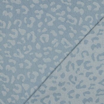 Rest = 0,50 m*  Jeans Jacquard mit Animalprint - hellblau