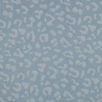 Rest = 0,50 m*  Jeans Jacquard mit Animalprint - hellblau